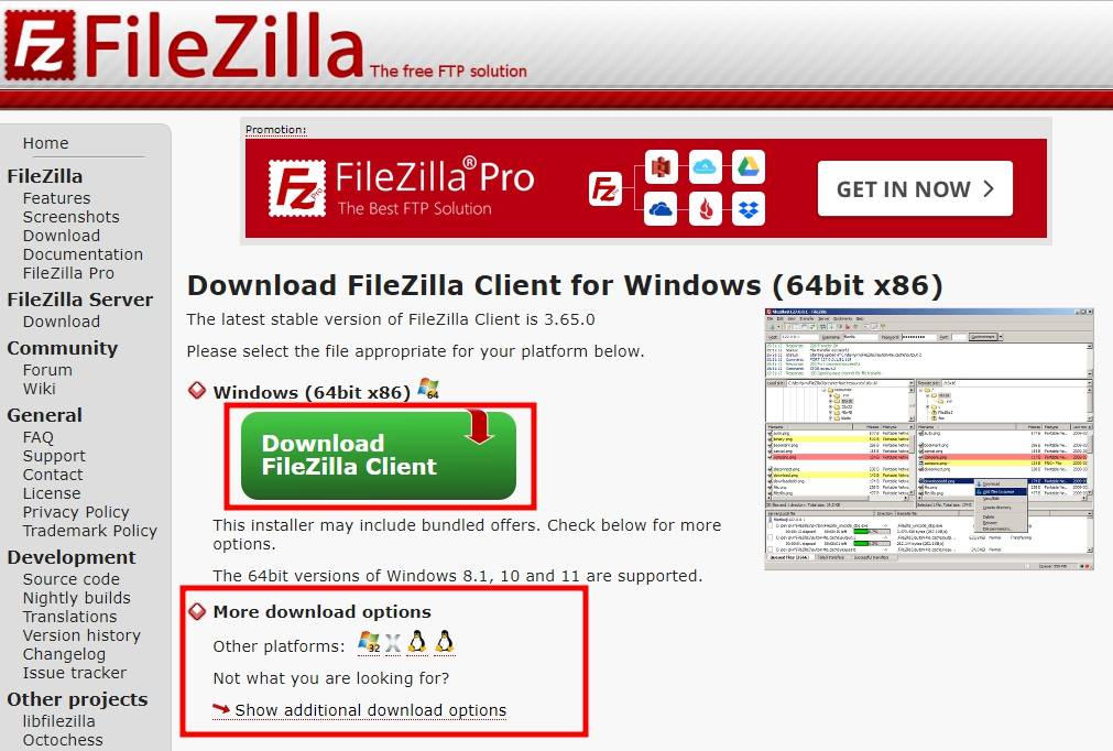 클라우드 웨이즈 SFTP 접속하기 1: 여기서 초록색 버튼 Download Filezilla Client을 클릭합니다.