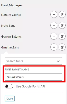 FontFamily 이름 : GmarketSans